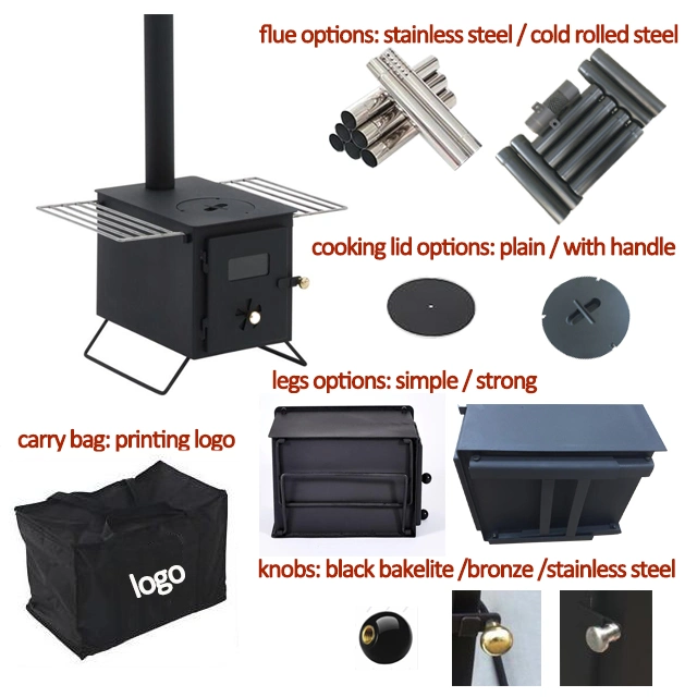 Portable and Stylish Wood-Fuel Stove for Outdoor RV and Camping Tent Barbecue Heating